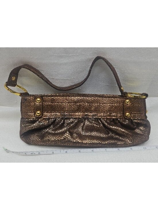 XOXO Handbags - XOXO Y2K Metallic Bronze Mini Shoulder Bag Baguette Ruched Purse McBling